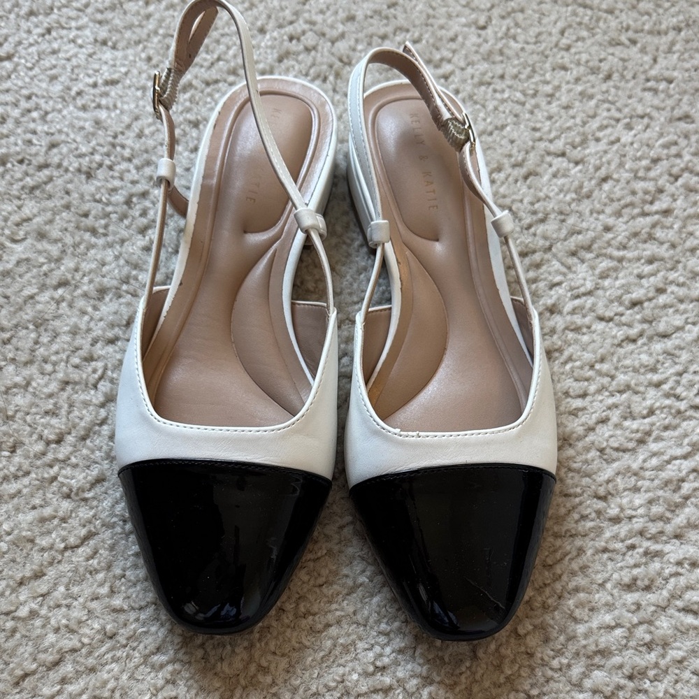 Kelly & Katie Black and White Slingback Heels